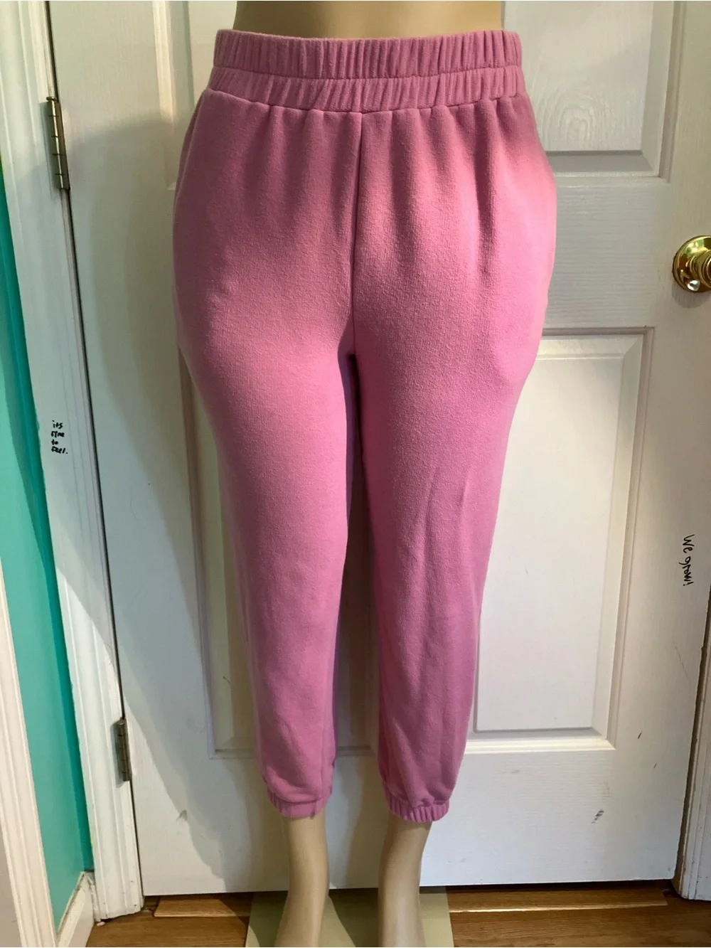 Narsha Pink Sweatshirt & Jogger Pajama Set with Blue Sequin Sleeves